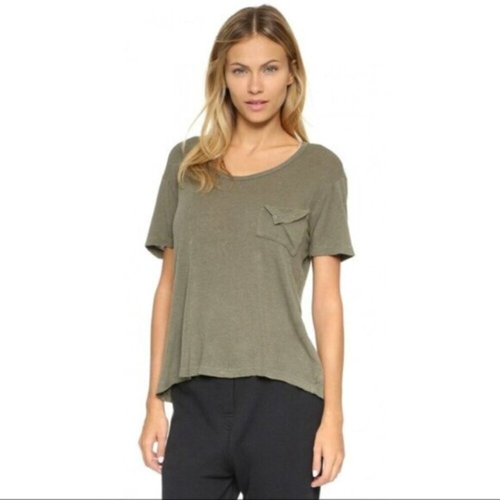 LNA Short Sleeve Torn Pocket Tee Oversized T-Shirt Scoop Neck Size XS